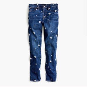 J. Crew | Vintage Straight Skinny White Star Print Denim Jeans